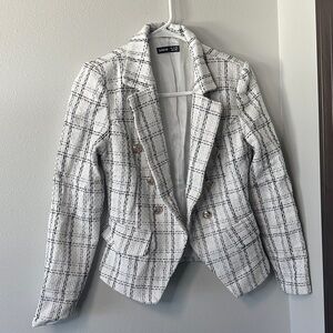 SHEIN Black and White Plaid Blazer
